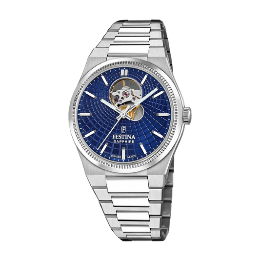 Festina Swiss Made 40mm Rivé Open Heart Blue Dial Men's Watch F20053/2