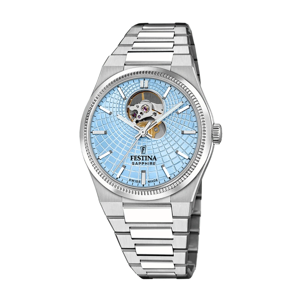 Festina Swiss Made 40mm Rivé Open Heart Blue Dial Men's Watch F20053/5