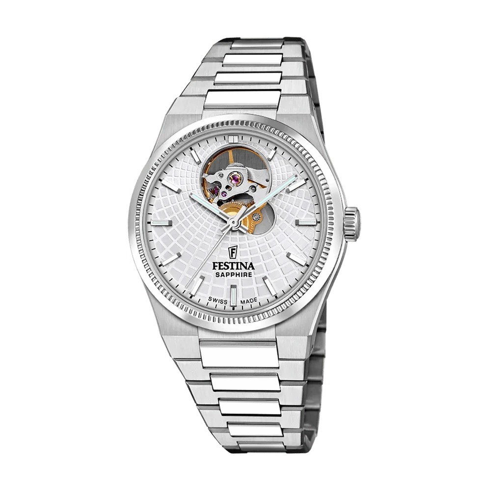 Festina Swiss Made 35mm Rivé Open Heart Silver Dial Women's Watch F20054/1