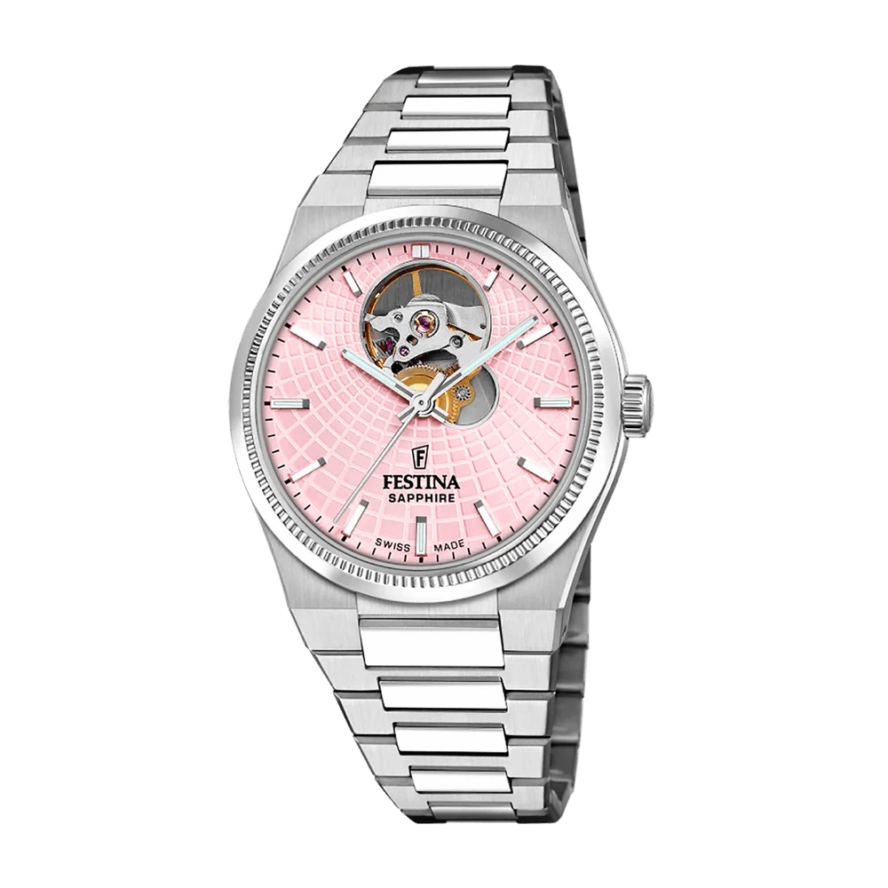 Festina Swiss Made 35mm Rivé Open Heart Pink Dial Women's Watch F20054/2