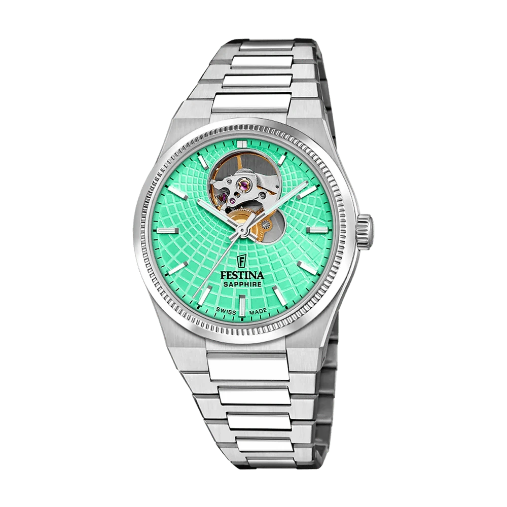 Festina Swiss Made 35mm Rivé Open Heart Green Dial Women's Watch F20054/3