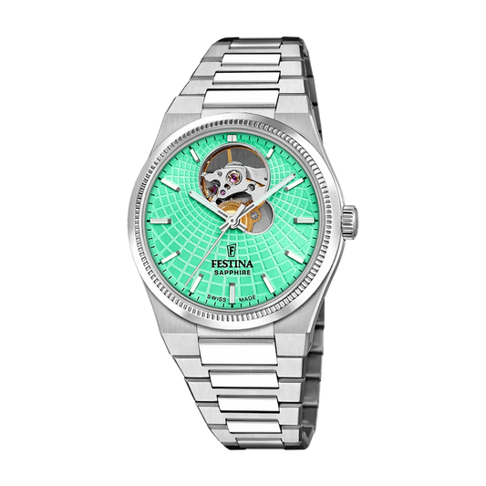 Festina Swiss Made 35mm Rivé Open Heart Green Dial Women's Watch F20054/3