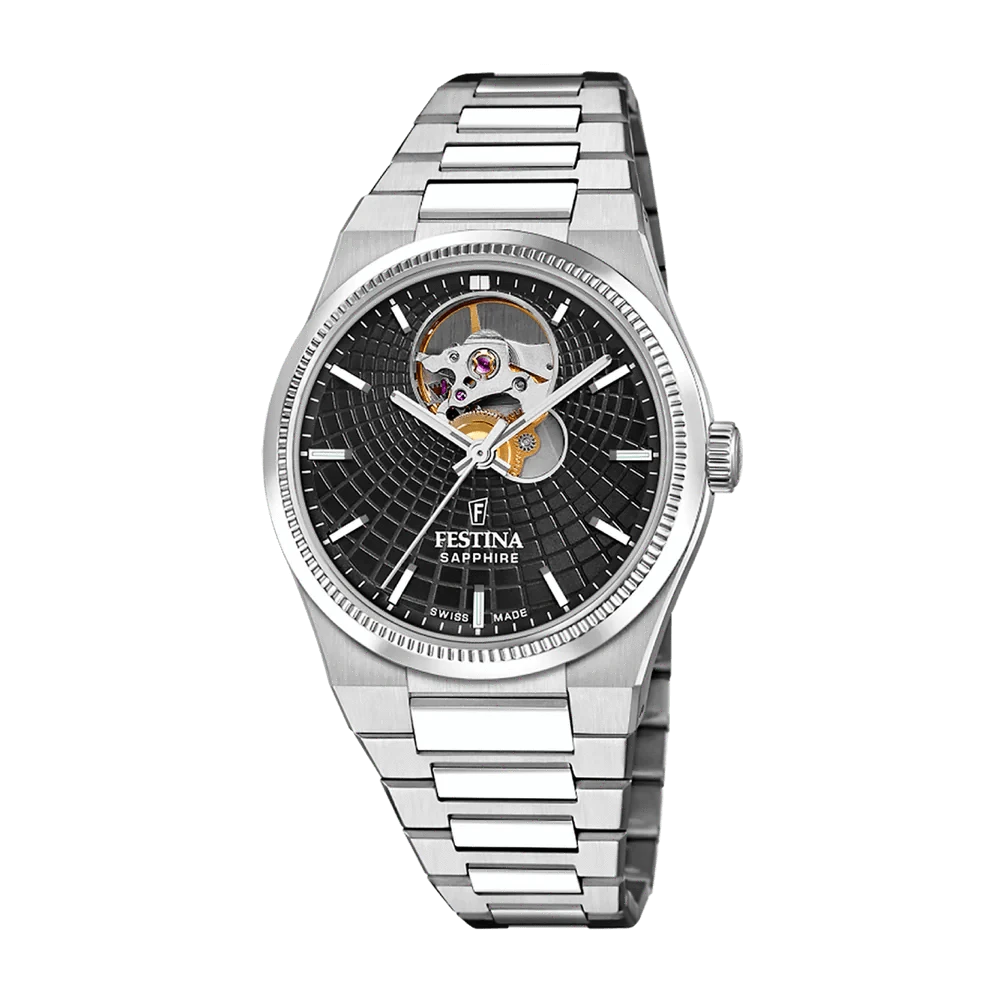 Festina Swiss Made 35mm Rivé Open Heart Black Dial Women's Watch F20054/6