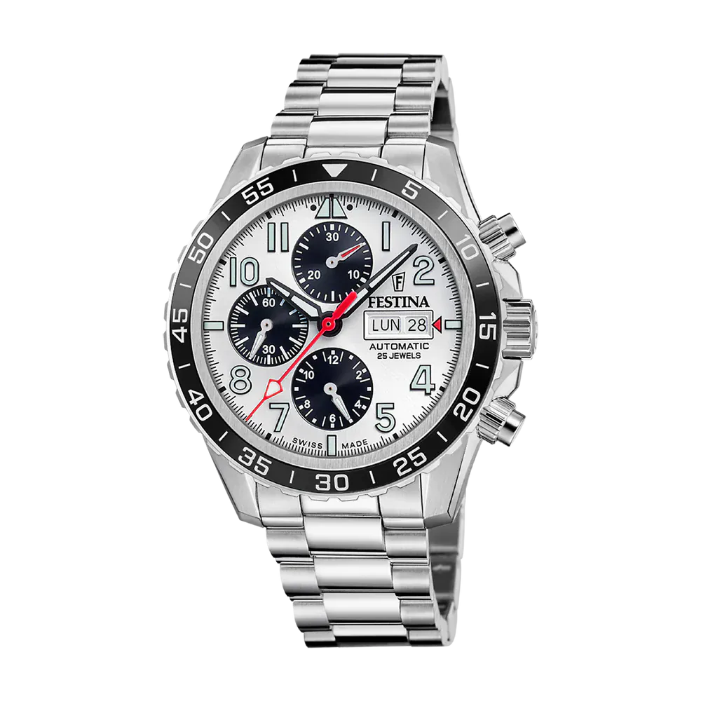 Festina Swiss Made 45mm Aviator North Chrono White Dial Men's Watch F20055/1