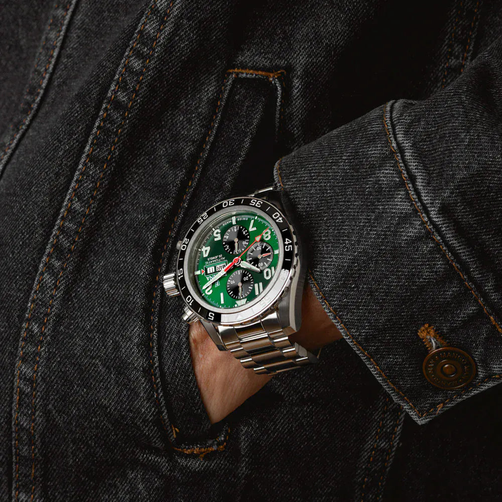 Festina Swiss Made 45mm Aviator North Chrono Green Dial Men's Watch F20055/2