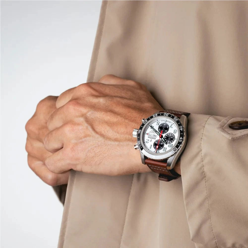 Festina Swiss Made 46mm Aviator North Chrono White Dial Men's Watch F20056/1