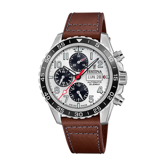 Festina Swiss Made 46mm Aviator North Chrono White Dial Men's Watch F20056/1