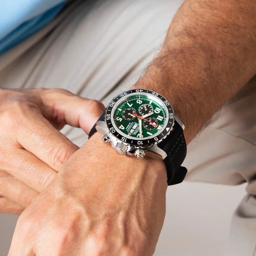 Festina Swiss Made 46mm Aviator North Chrono Green Dial Men's Watch F20056/2