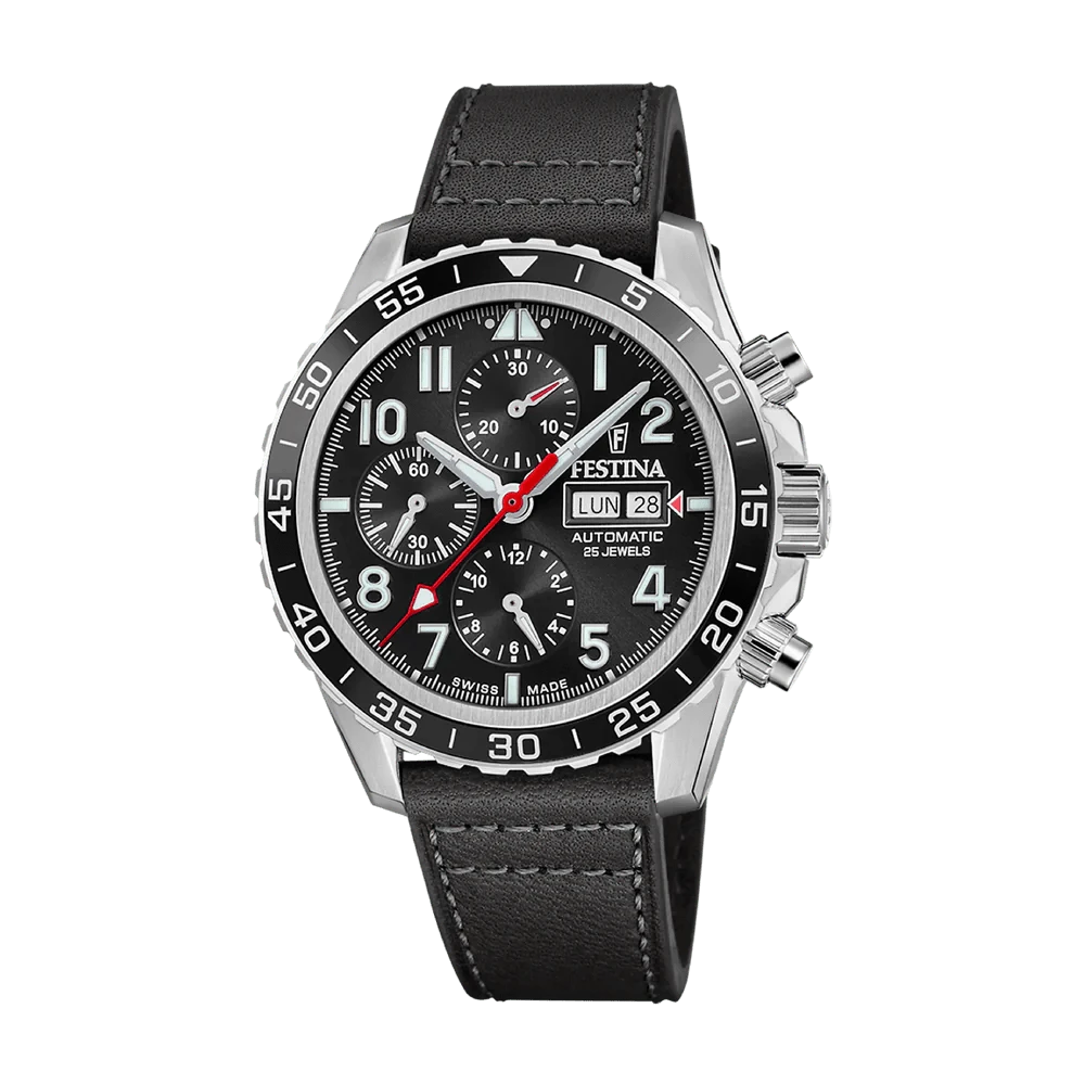 Festina Swiss Made 46mm Aviator North Chrono Black Dial Men's Watch F20056/3