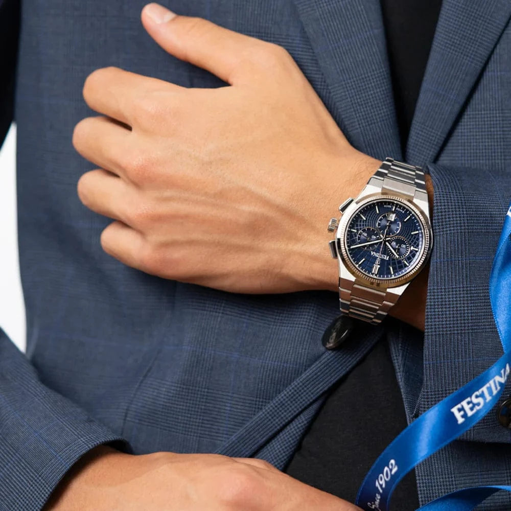 Festina Swiss Rivé Chronograph 42mm Blue Dial Men's Watch F20059/2