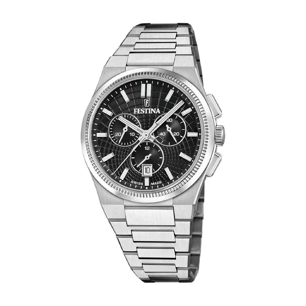 Festina Swiss Rivé Chronograph 42mm Black Dial Men's Watch F20059/4