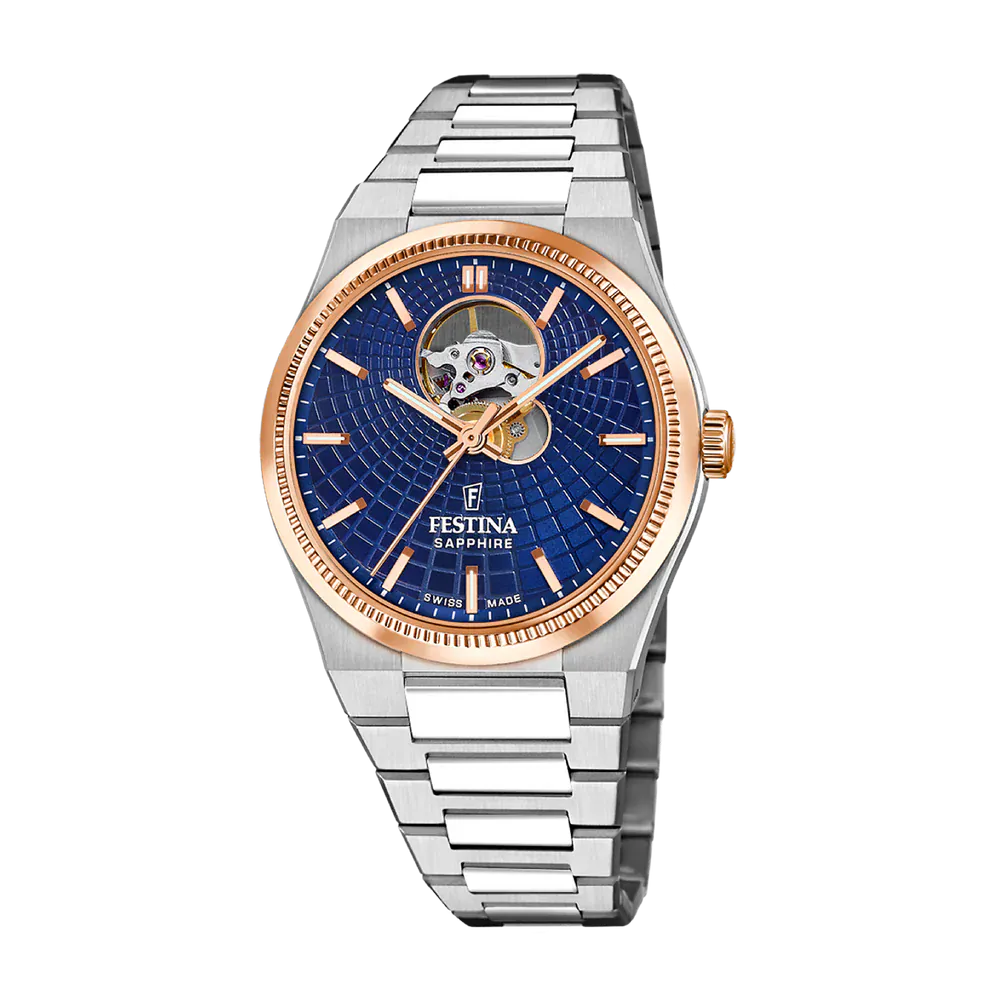 Festina Swiss Made 40mm Rivé Open Heart Blue Dial Men's Watch F20061/2