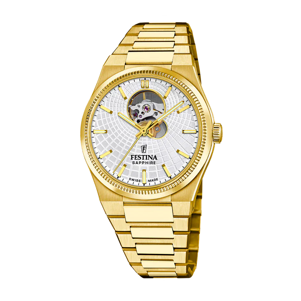 Festina Swiss Made 40mm Rivé Open Heart Silver Dial Men's Watch F20062/1