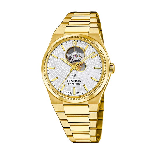 Festina Swiss Made 40mm Rivé Open Heart Silver Dial Men's Watch F20062/1