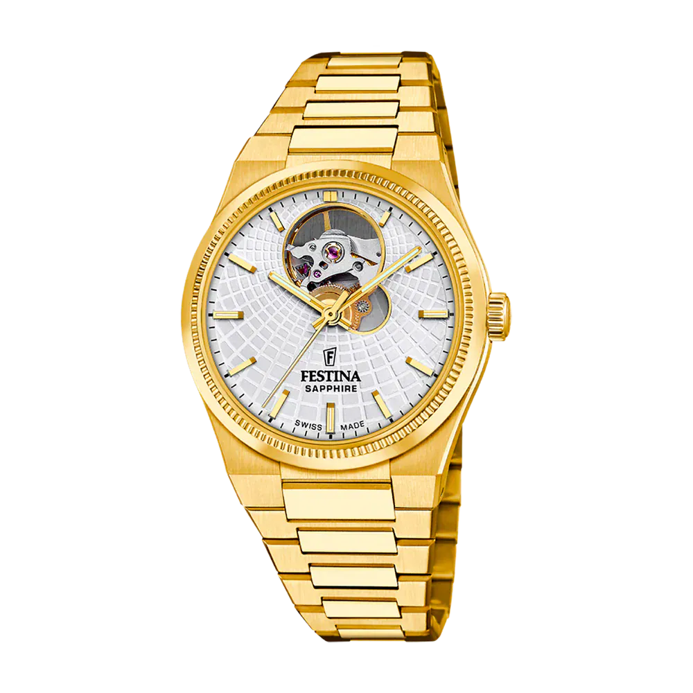 Festina Swiss Made 35mm Rivé Open Heart Silver Dial Women's Watch F20064/1