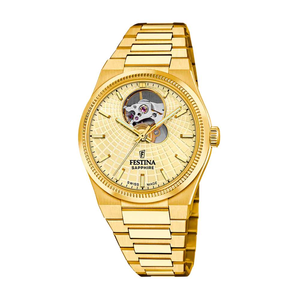 Festina Swiss Made 35mm Rivé Open Heart Beige Dial Women's Watch F20064/2