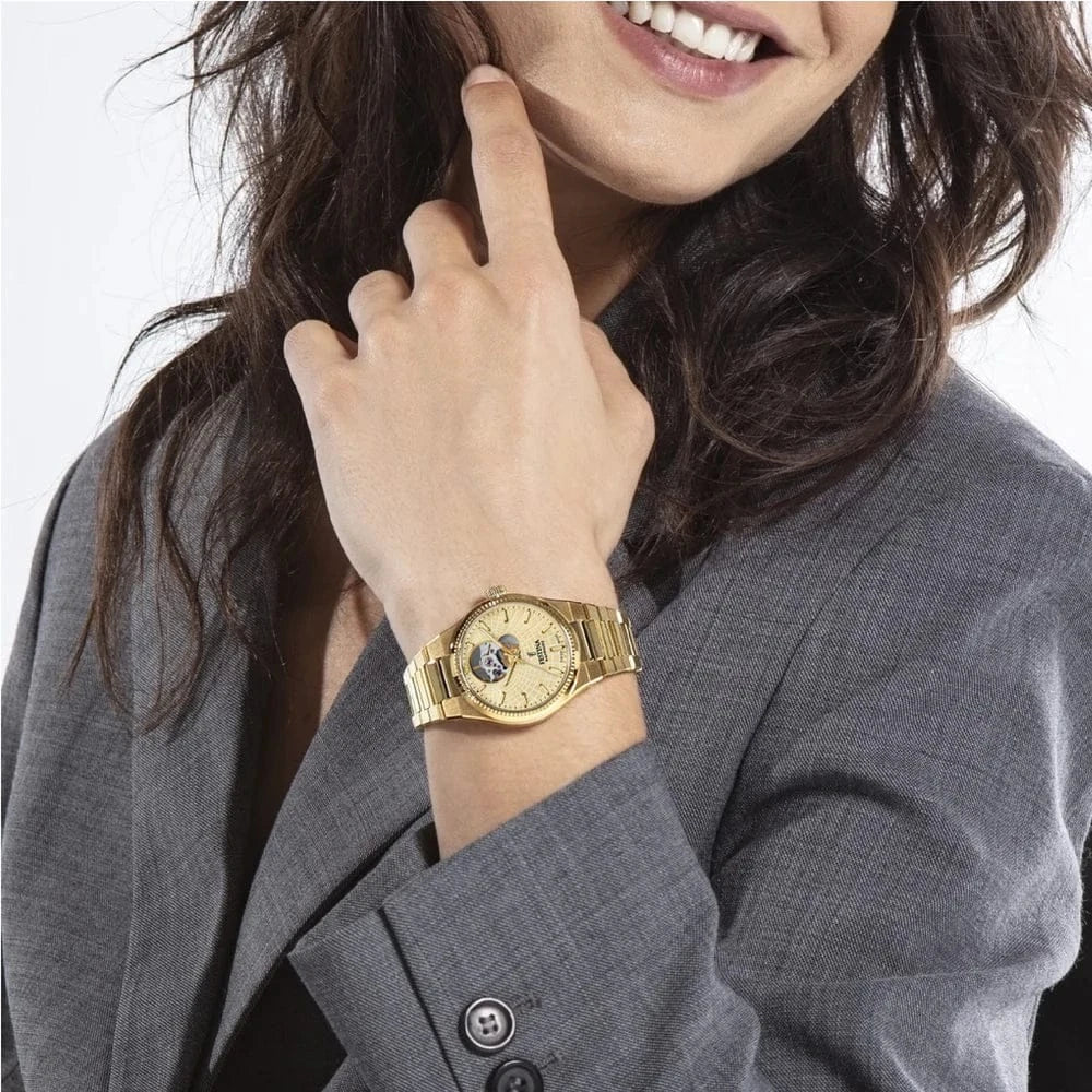 Festina Swiss Made 35mm Rivé Open Heart Beige Dial Women's Watch F20064/2