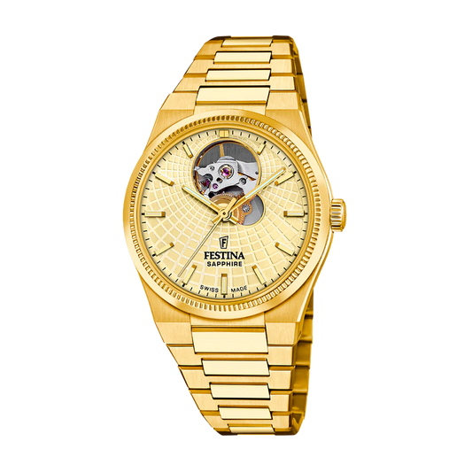 Festina Swiss Made 35mm Rivé Open Heart Beige Dial Women's Watch F20064/2