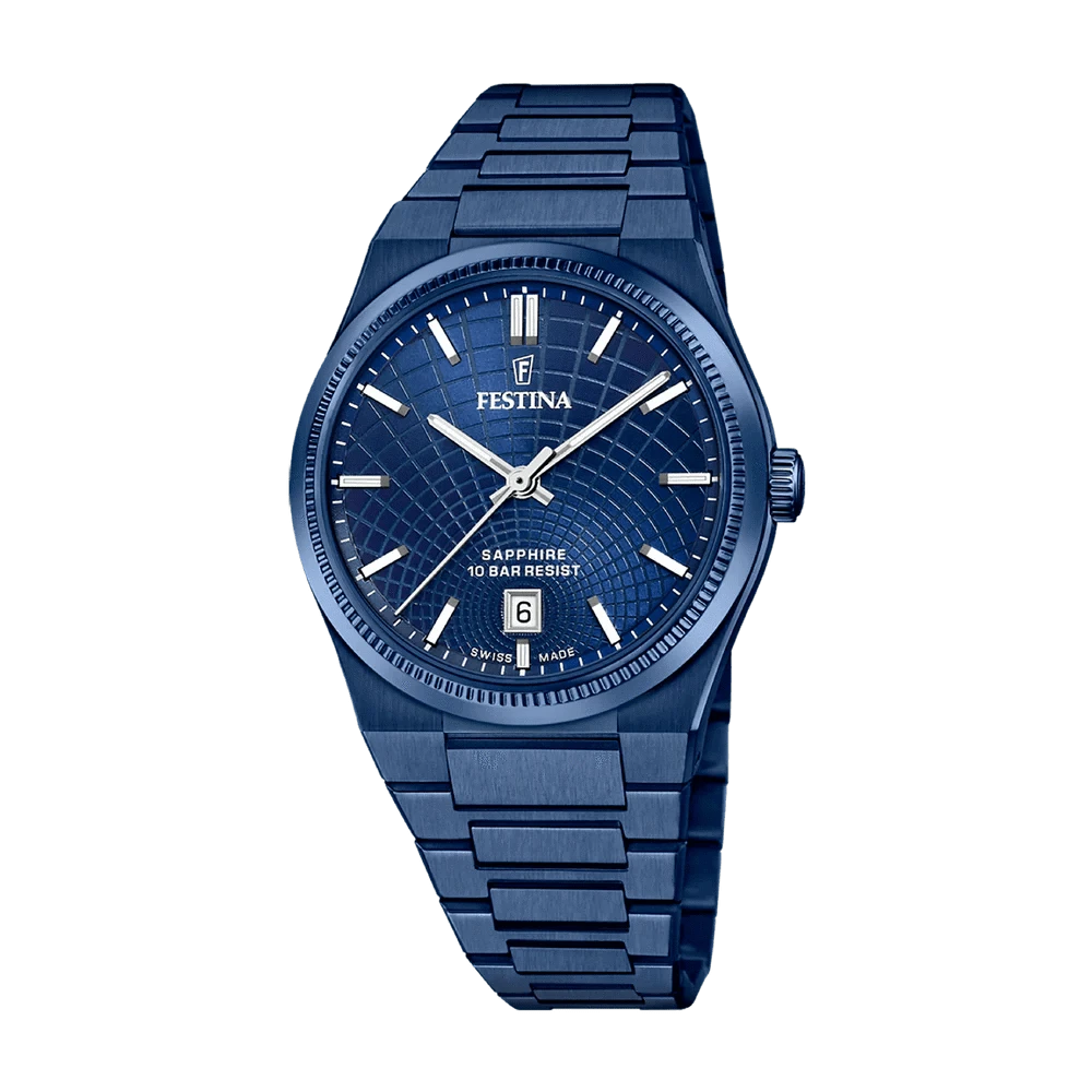 Festina Swiss Rivé 40mm Blue Dial Men's Watch F20078/1