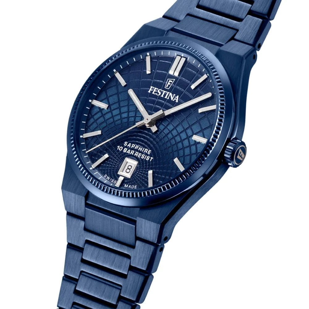 Festina Swiss Rivé 40mm Blue Dial Men's Watch F20078/1