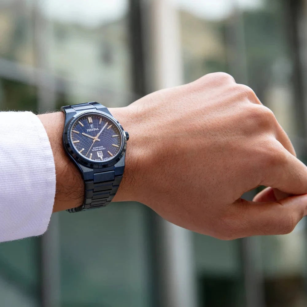 Festina Swiss Rivé 40mm Blue Dial Men's Watch F20078/1