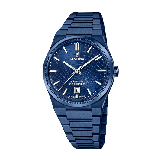 Festina Swiss Rivé 40mm Blue Dial Men's Watch F20078/1