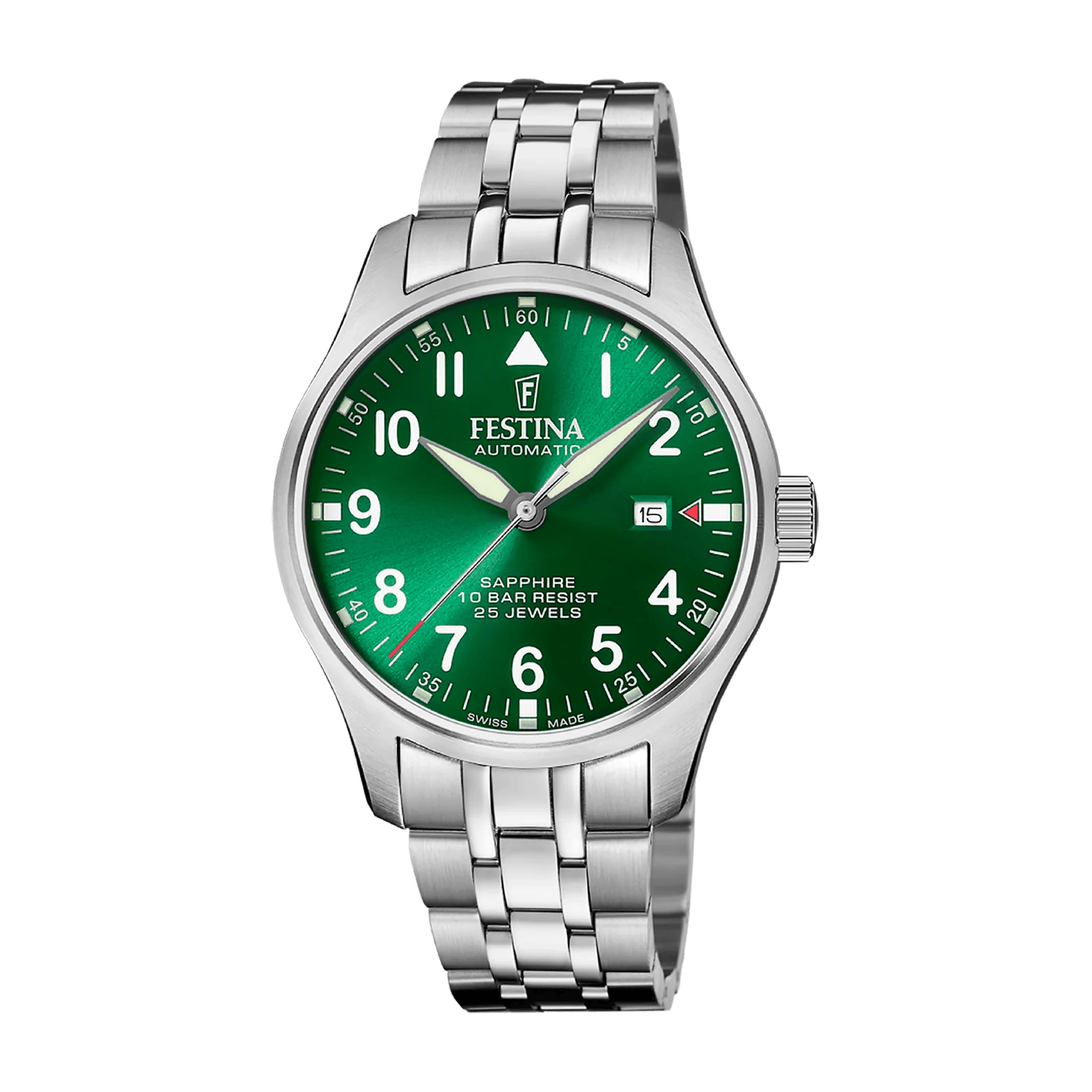 Festina Swiss Made 43mm Aviator North Green Dial Men's Watch F20151/B