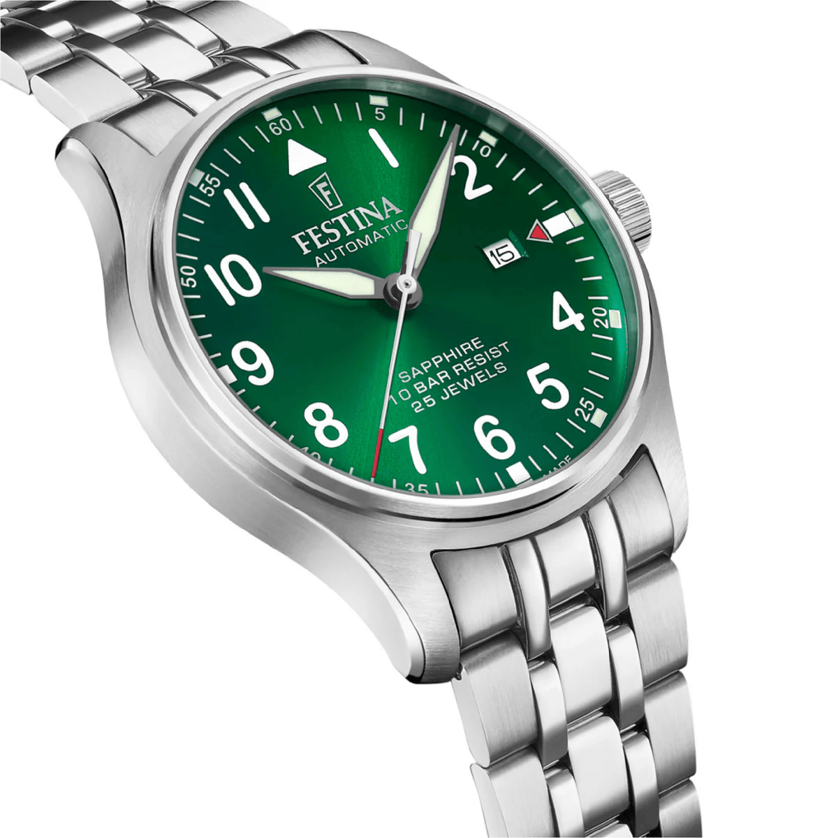 Festina Swiss Made 43mm Aviator North Green Dial Men's Watch F20151/B