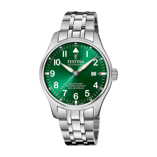 Festina Swiss Made 43mm Aviator North Green Dial Men's Watch F20151/B
