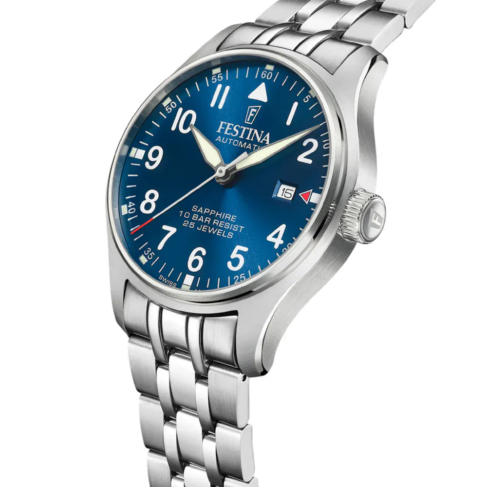 Festina Swiss Made 43mm Aviator North Blue Dial Men's Watch F20151/C