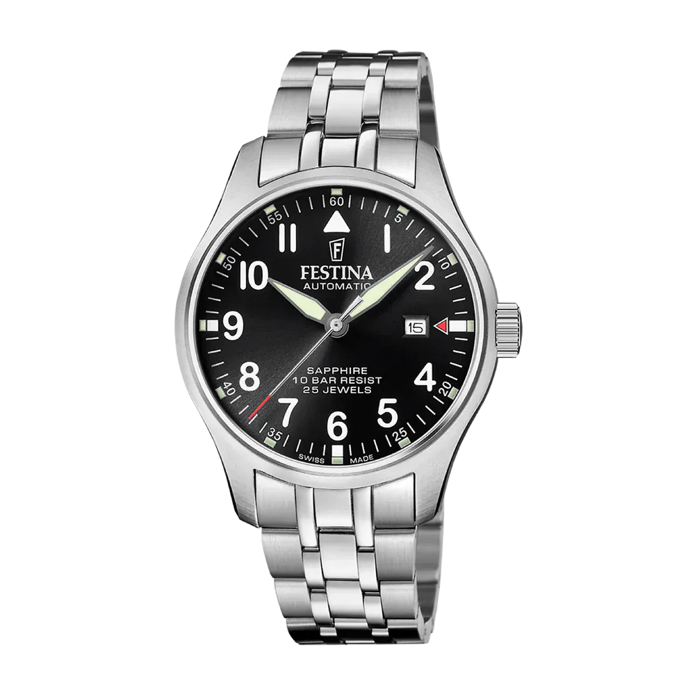 Festina Swiss Made 43mm Aviator North Black Dial Men's Watch F20151/D