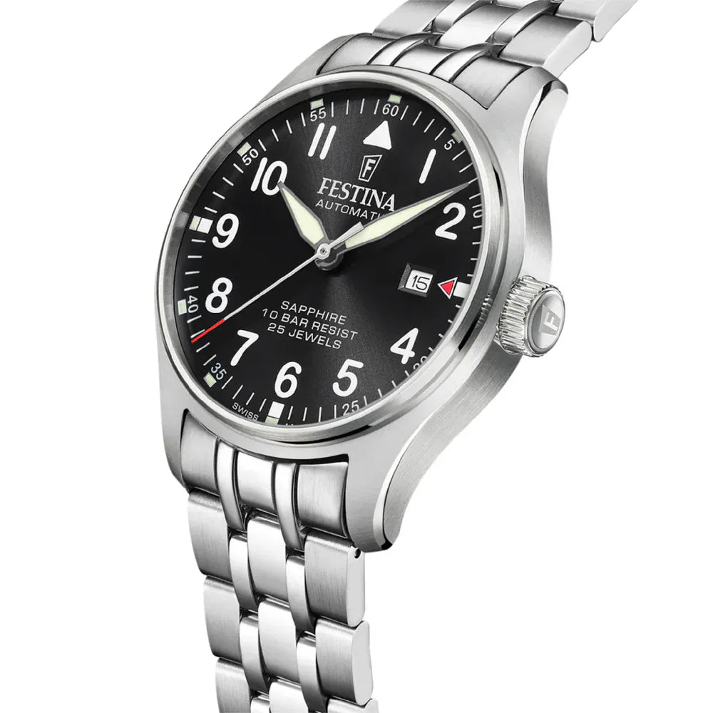 Festina Swiss Made 43mm Aviator North Black Dial Men's Watch F20151/D