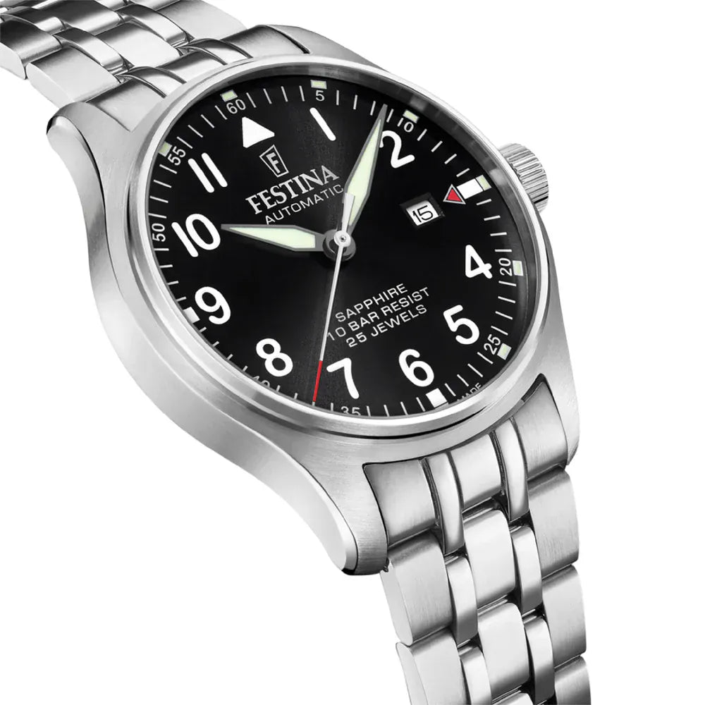 Festina Swiss Made 43mm Aviator North Black Dial Men's Watch F20151/D
