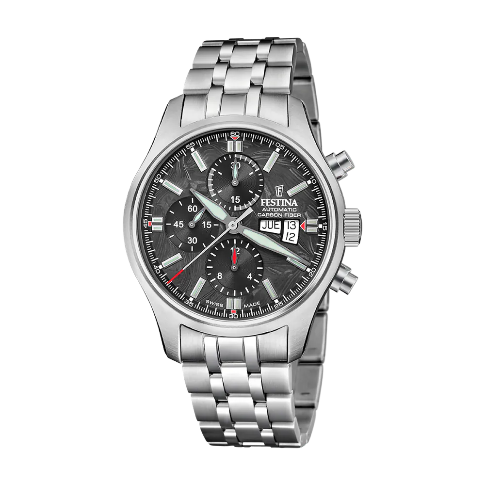 Festina Swiss Made 43mm Aviator North Chrono Black Dial Men's Watch F20158/1