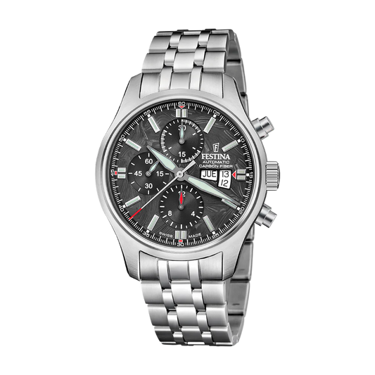 Festina Swiss Made 43mm Aviator North Chrono Black Dial Men's Watch F20158/1