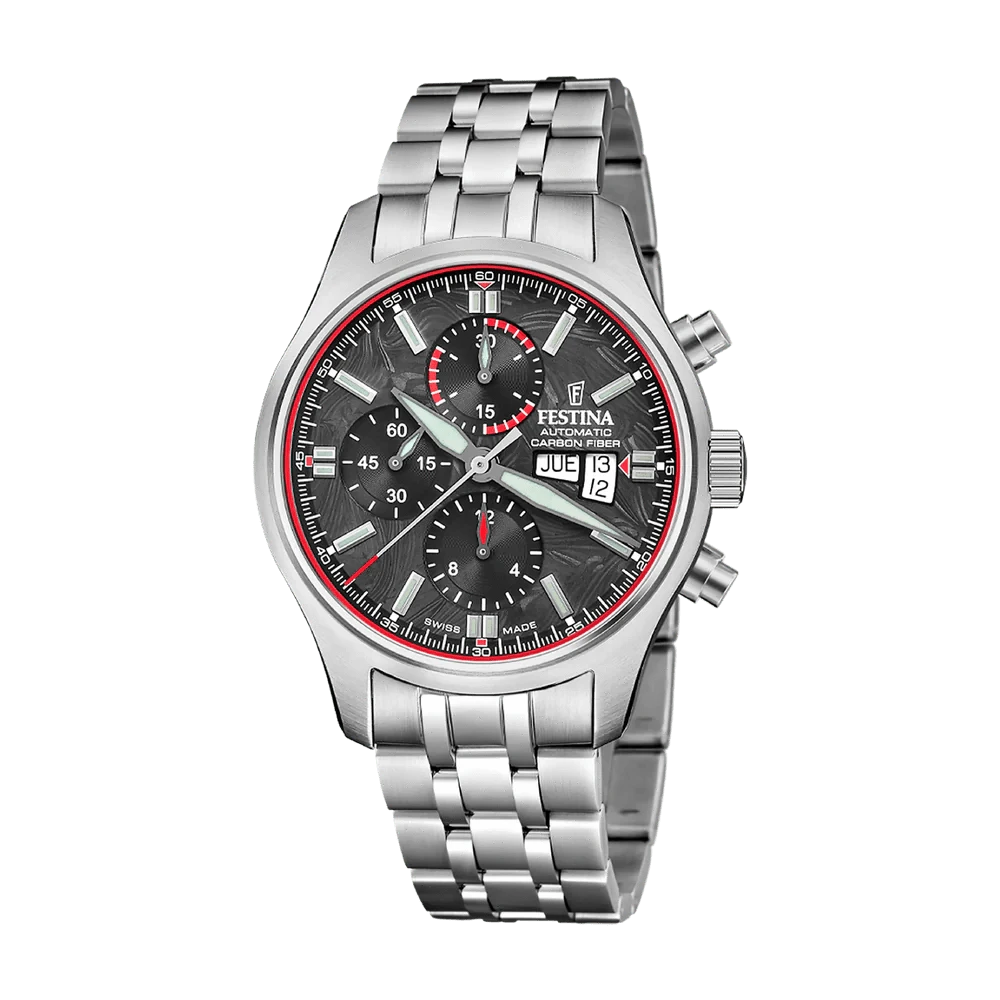 Festina Swiss Made 43mm Aviator North Chrono Black Dial Men's Watch F20158/2