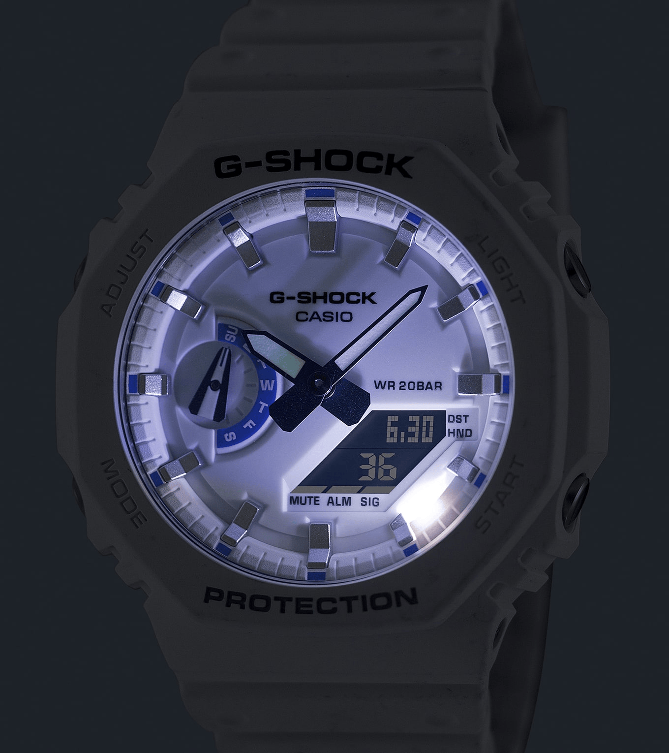 G-Shock Analog-Digital 2100 Series 45.4mm White Dial Men's Watch GA2100HDS-7A