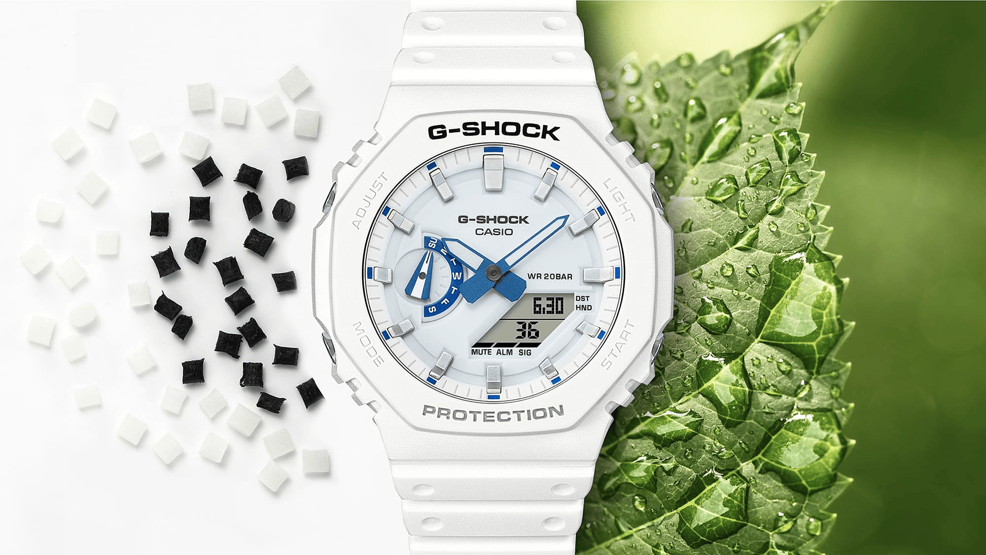 G-Shock Analog-Digital 2100 Series 45.4mm White Dial Men's Watch GA2100HDS-7A