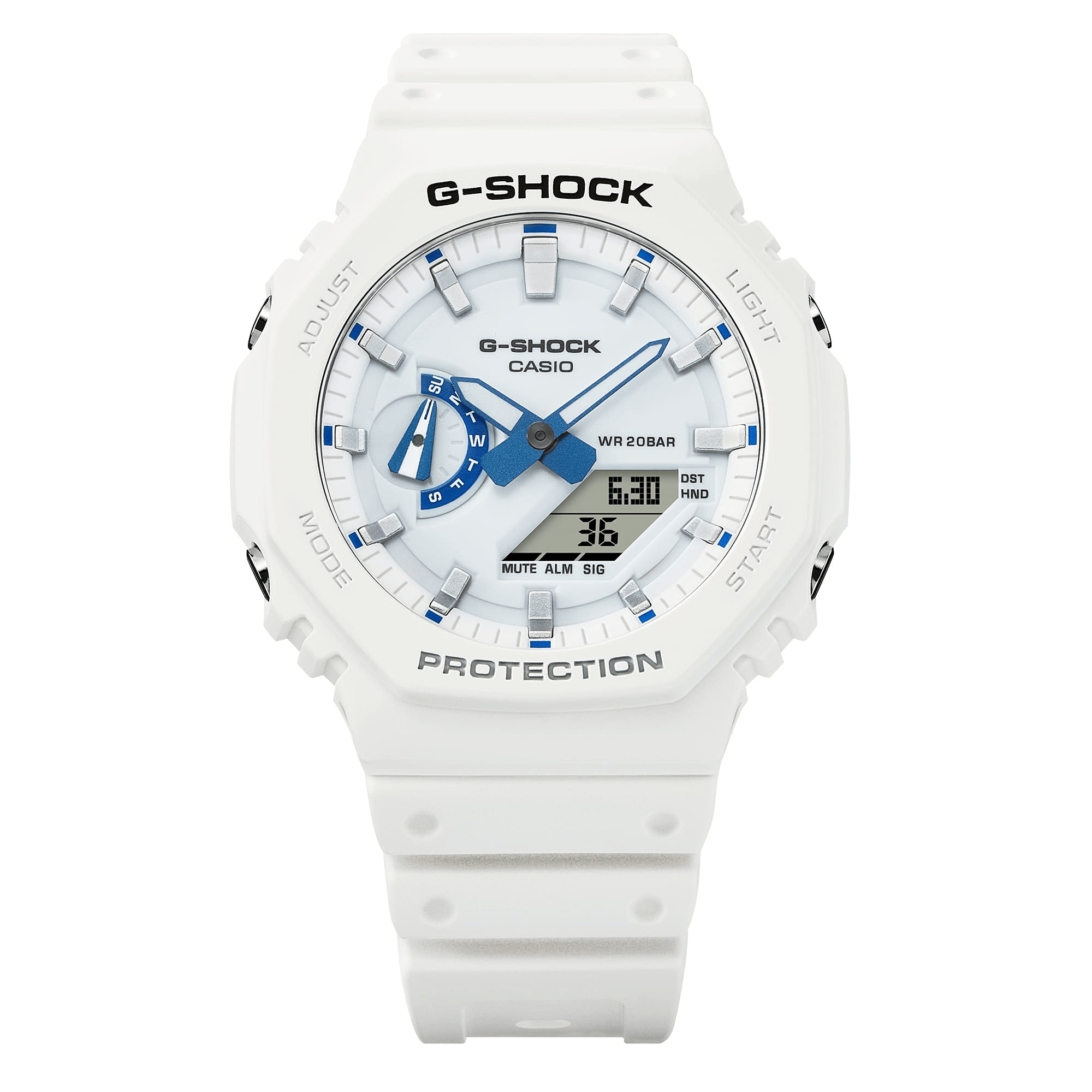 G-Shock Analog-Digital 2100 Series 45.4mm White Dial Men's Watch GA2100HDS-7A