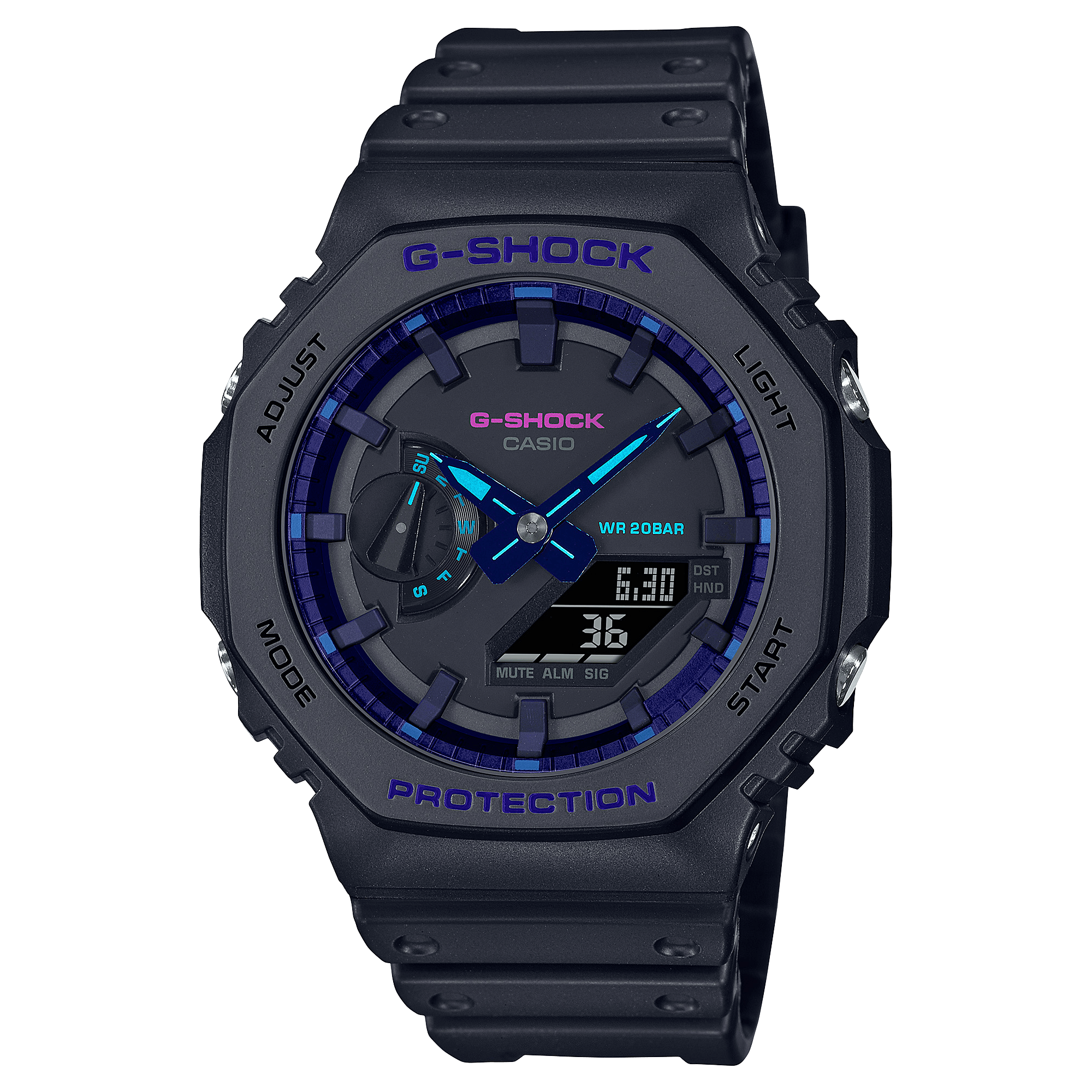 G-Shock GA-2100 Series 45.4mm Blue/Digital Dial Men's Watch GA2100VB-1A