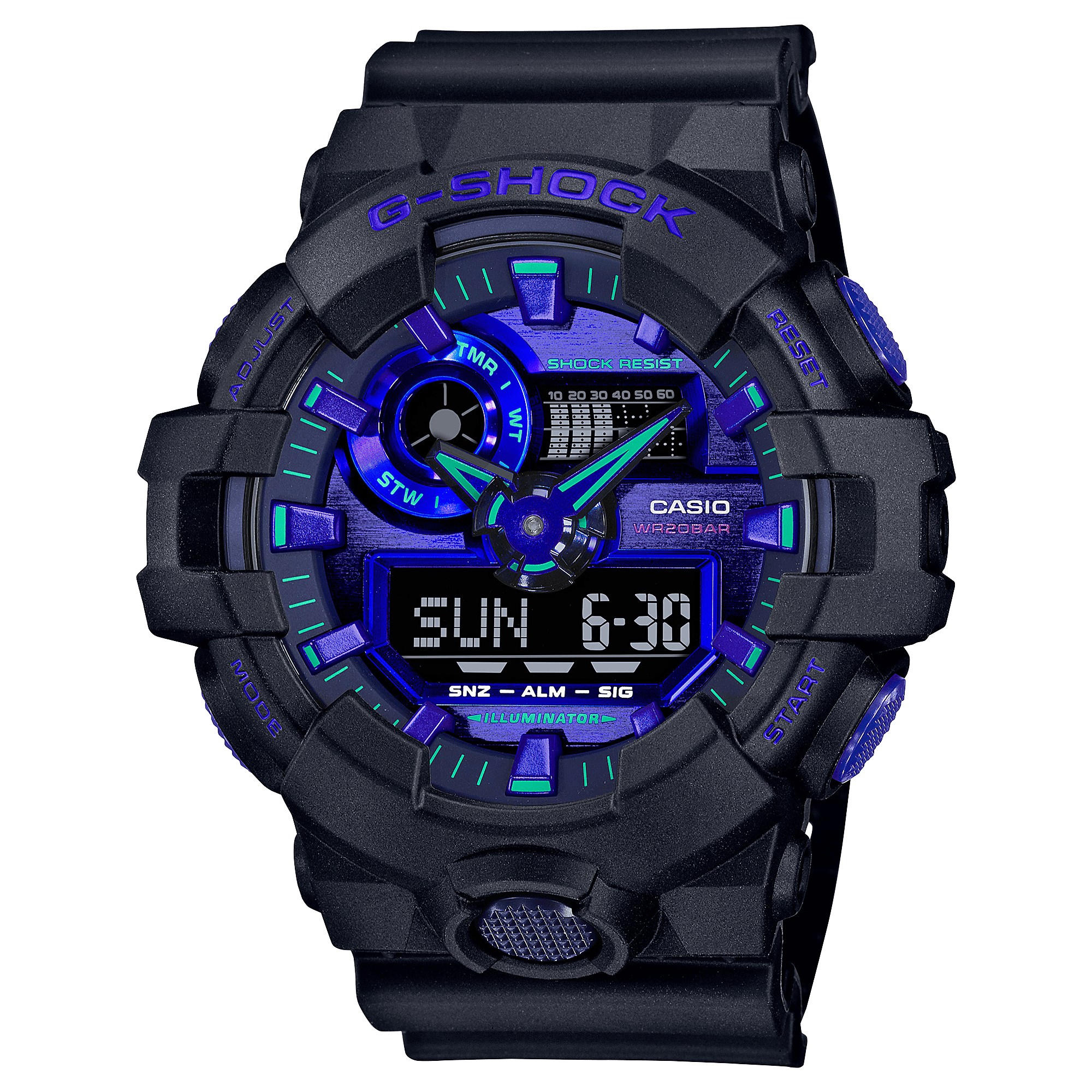 G-Shock Analog-Digital GA-700 Series 53.4mm Blue/Digital Dial Men's Watch GA700VB-1A