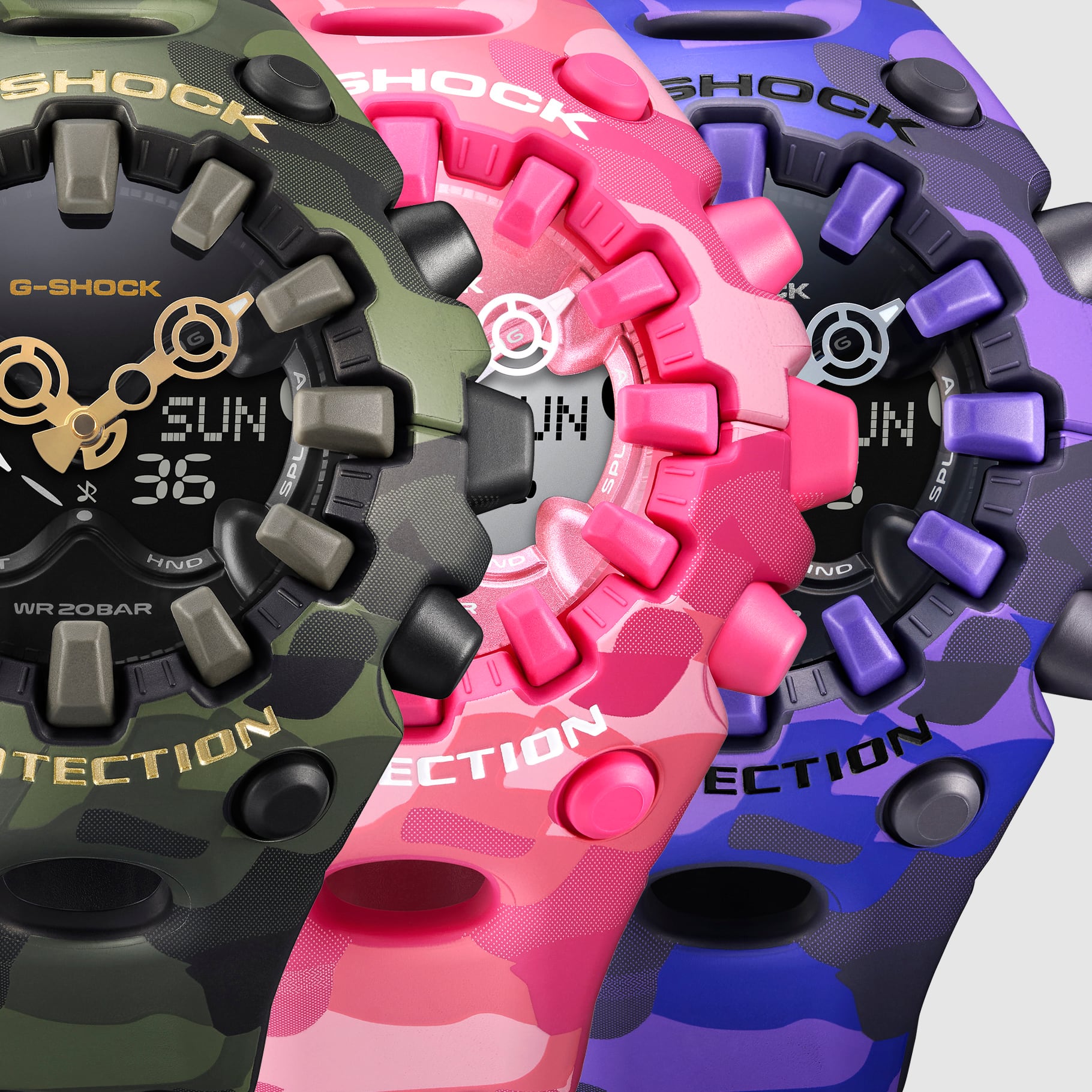 G-Shock GA-V01 Bold Camo Analog-Digital 58mm Green Dial Men's Watch GAV01CMG-3A