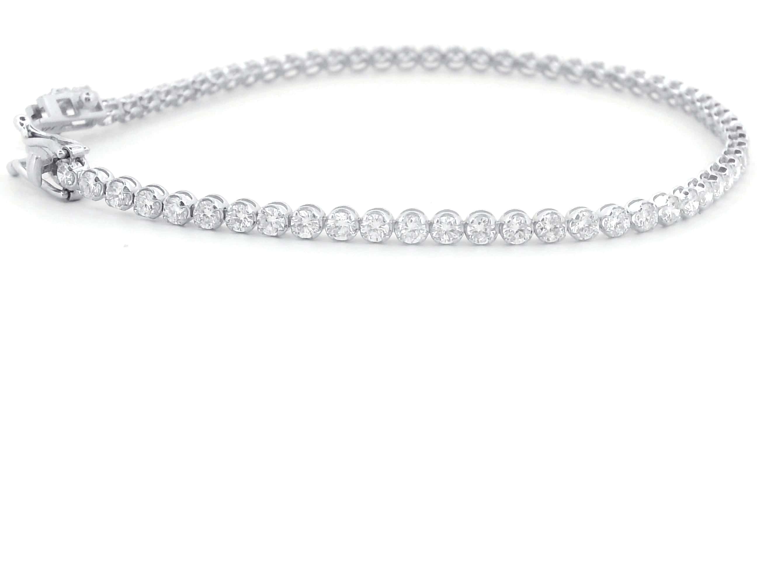 5ct Lab Grown Diamond Tennis Bracelet – 14K White Gold – E-F / VS – 7" – Box Clasp