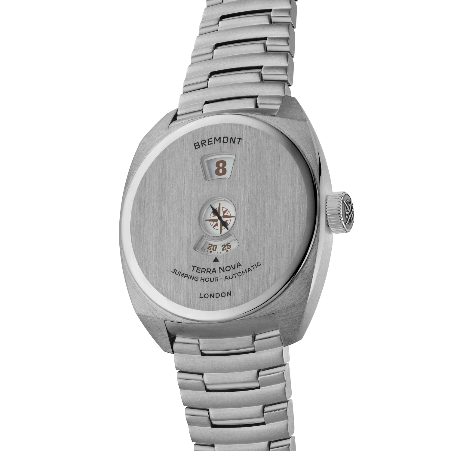 Bremont Terra Nova Jumping Hour 38mm Silver Closed-Case Design Dial Men's Watch TN38-JH-SS-CC-B