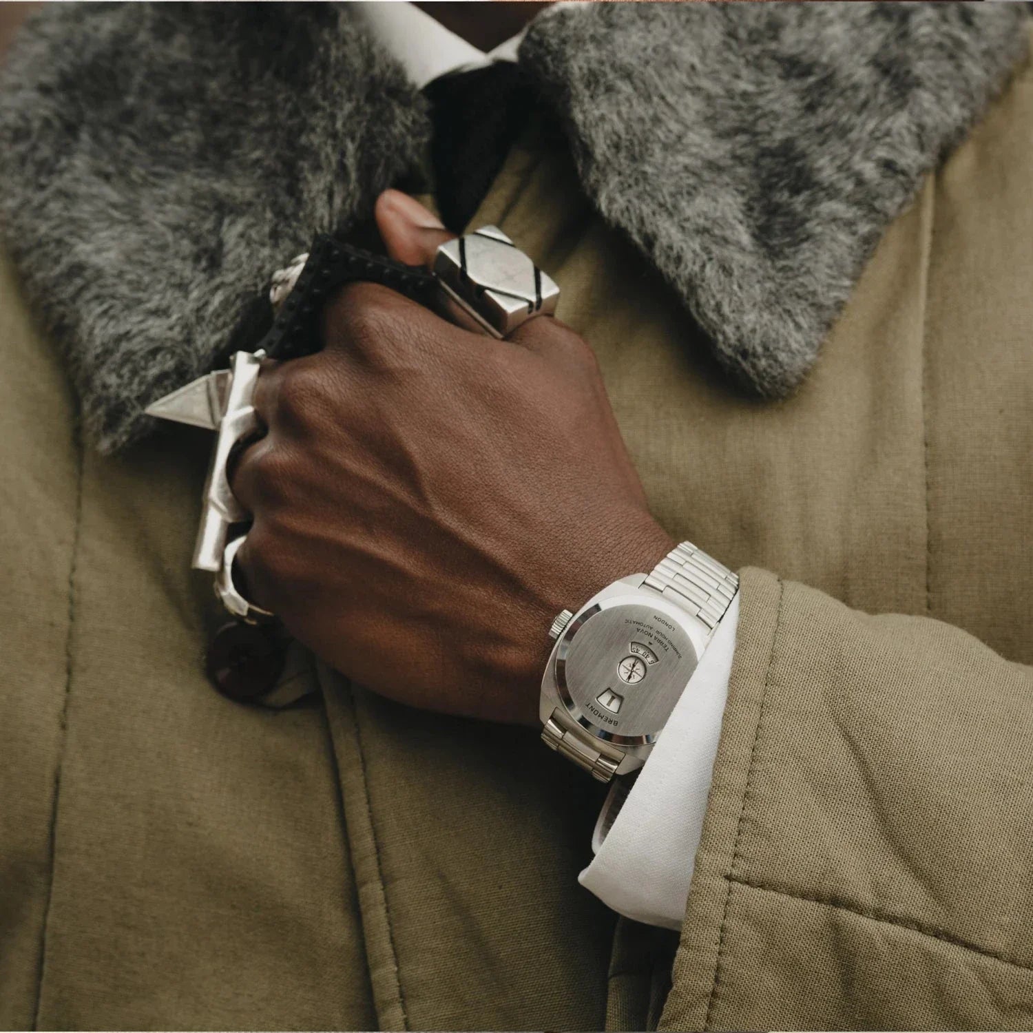 Bremont Terra Nova Jumping Hour 38mm Silver Closed-Case Design Dial Men's Watch TN38-JH-SS-CC-B