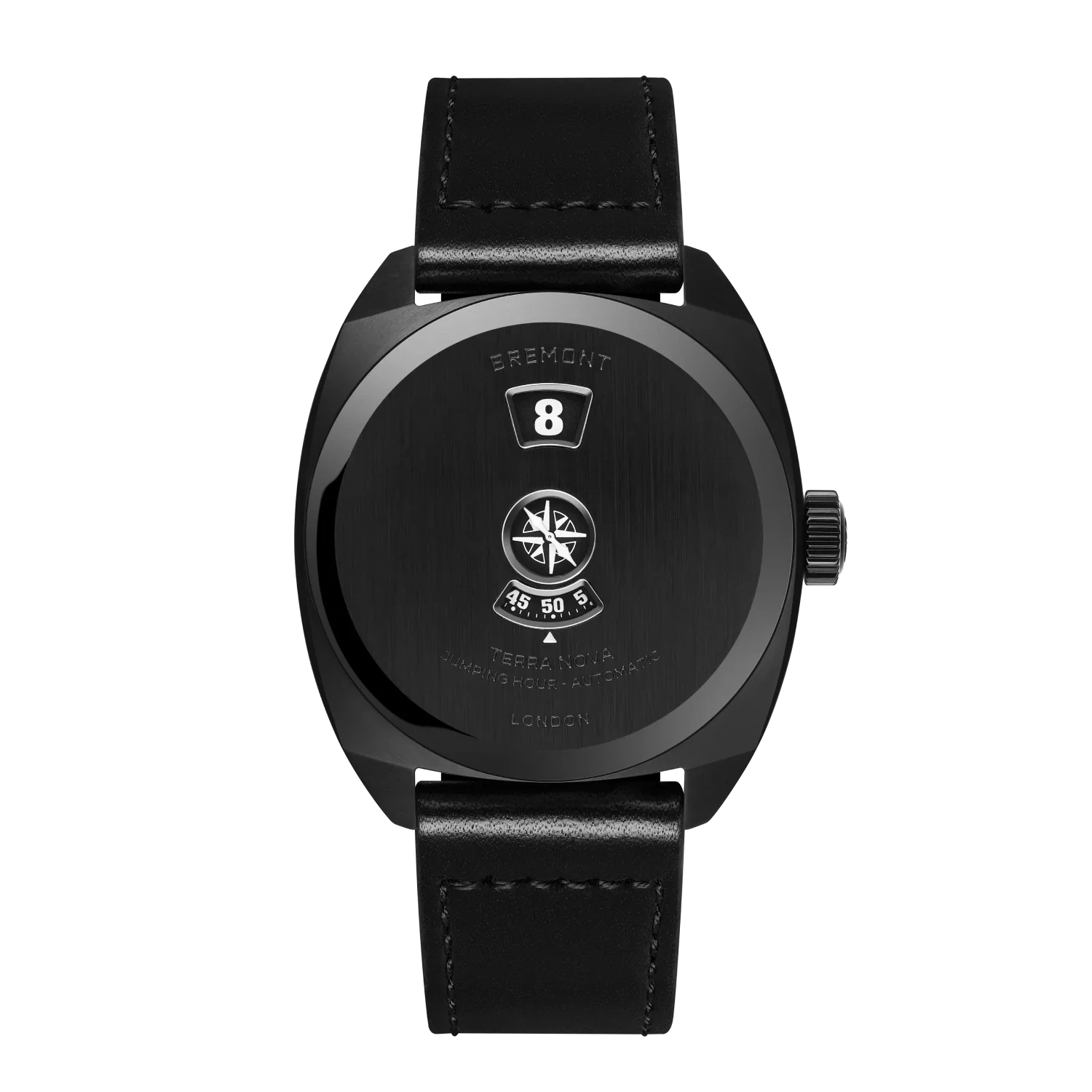 Bremont Terra Nova Jumping Hour 38mm Black Closed-Case Design Dial Men's Watch TN38-JH-DLC-CC-L-S
