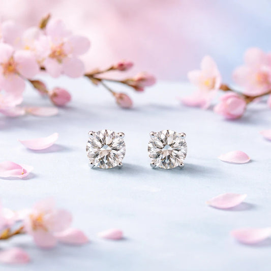 6 CTTW Lab Grown Diamond Stud Earrings – 14K White Gold – F Color / VVS2 Clarity – IGI Certified