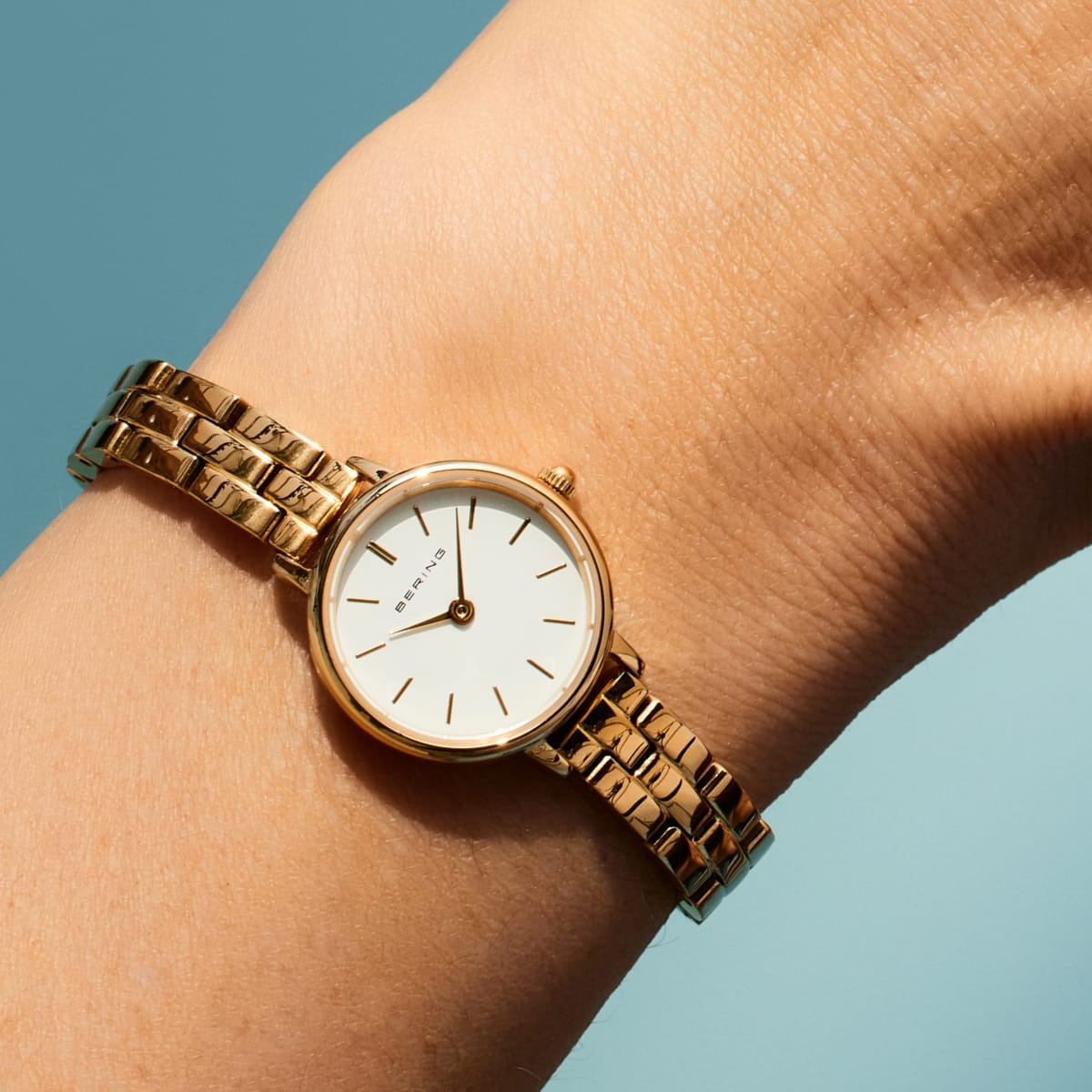BERING Classic Polished Gold 22mm White Dial Women's Watch 11022-734