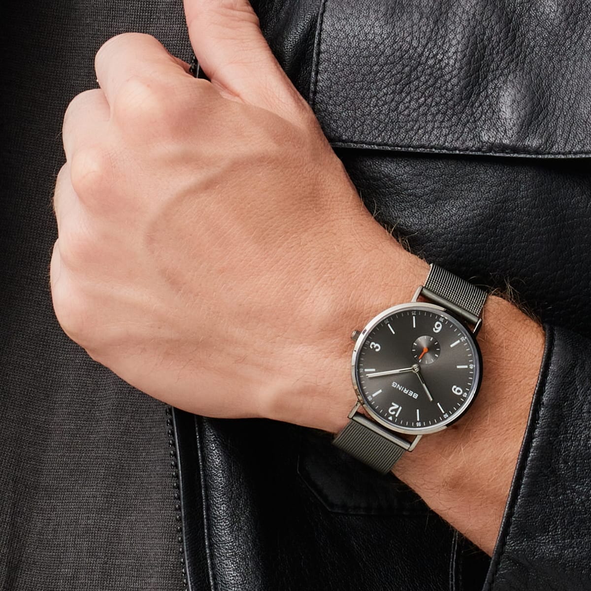 BERING Classic Polished Grey 40mm Grey Sunray Dial Men's Watch 14040-377