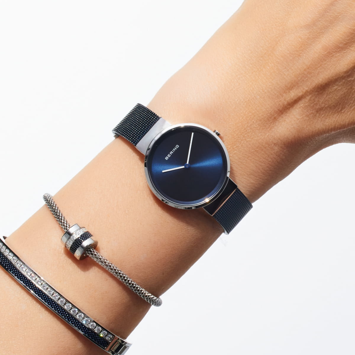 BERING Classic Polished/Brushed Silver 31mm Blue Sunray Dial Women's Watch 14531-307
